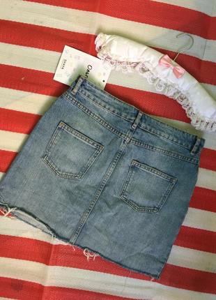 Cтильная трендовая джинсовая юбка asos с бахромой5 фото