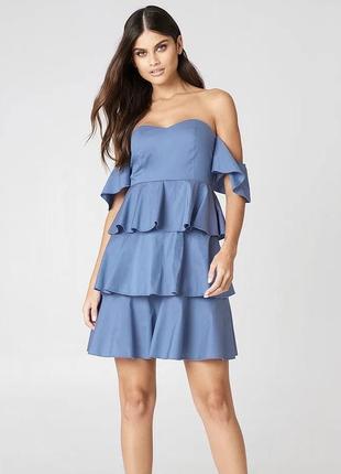 Міні сукня блакитна без плечей na-kd3 фото