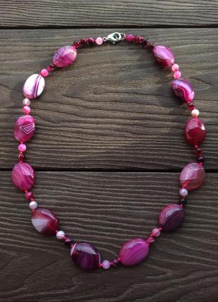 Бусы намисто натуральный камень агат