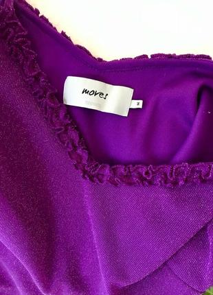 Крутая брендовая яркая майка блуза с рюшами и люрексовой нитью 💜7 фото