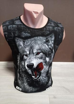 Підліткова чорна футболка "голодний вовк" для хлопчика туреччина paradise  12-18 років