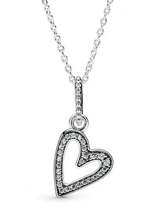 Серебрянное колье сердце пандоpа серебро 925 pandora