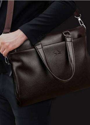 Классическая мужская деловая сумка для документов, мужской портфель формат а4 через плечо2 фото