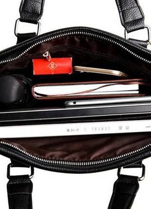 Классическая мужская деловая сумка для документов, мужской портфель формат а4 через плечо5 фото