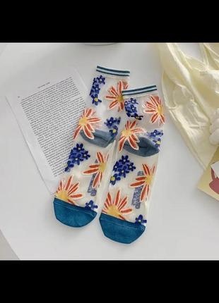 Трендовые прозрачные женские носки сеточка фатин4 фото