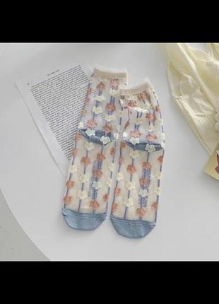 Трендовые прозрачные женские носки сеточка фатин3 фото