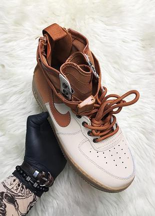 Nike air force special brown field. чоловічі шкіряні кросівки найк. євро зима.