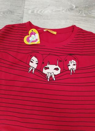 Базовая женская футболка красного цвета котоновая футболка с принтом аниме7 фото
