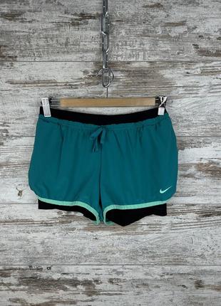 Женские спортивные шорты с лосинами nike swoosh dri fit pro combat stella mccartney майка crossfit techfit леггинсы капри тайтсы7 фото