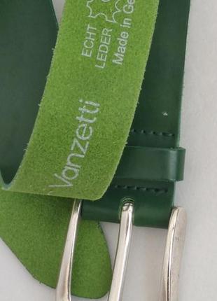 Шкіряний ремінь vanzetti зеленого кольору5 фото