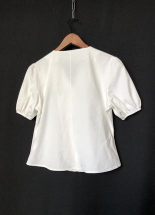 Белая блузка пышный рукав хлопок4 фото