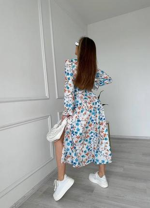 Жіноча сукня міді у квітковий принт кольори6 фото