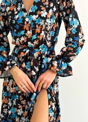 Жіноча сукня міді у квітковий принт кольори3 фото