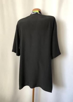 Колорблок купро вискоза рубашка черная с ярким винтаж2 фото