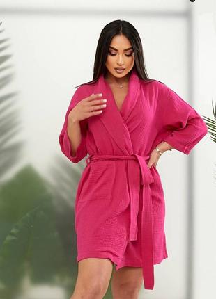 Жіночий домашній мусліновий халат кольори