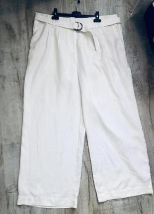 Брюки штани лляні льон палаццо труби прямі модні стильні marks великі білі m&s1 фото