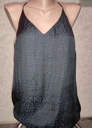 Шикарний жіночий топ ти h&m, чорного кольору з леопардовим принтом, 42 розмір