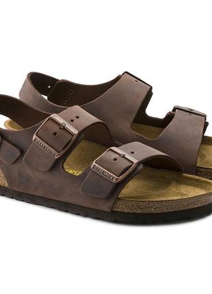 Сланцы босоножки birkenstock milano. natural leather