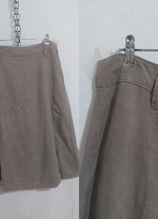 Льняная юбка 100%-лен по длине на пуговицах autohraph weekend5 фото