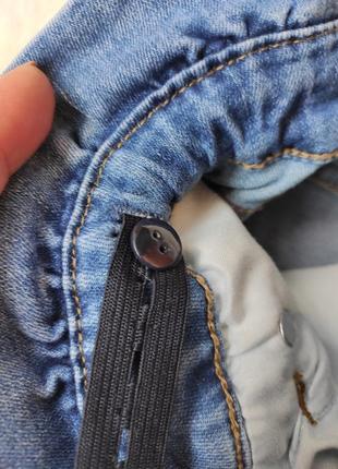 Синие голубые джинсовые шорты с поясом высокая талия на резинке подворотами для девочки8 фото