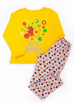 Желтая легкая пижама хлопковая с лимонами hello summer