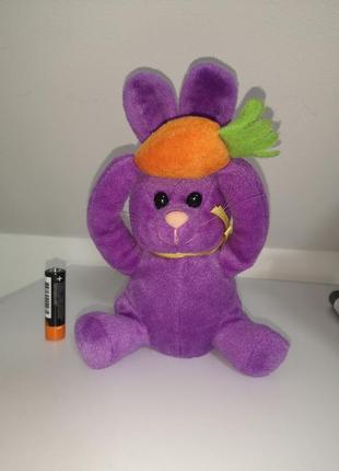 Велюровий зайчик з морквиною (всередині є шарики) зайка зайчик зайченя зайченятко зайчатко заяць1 фото