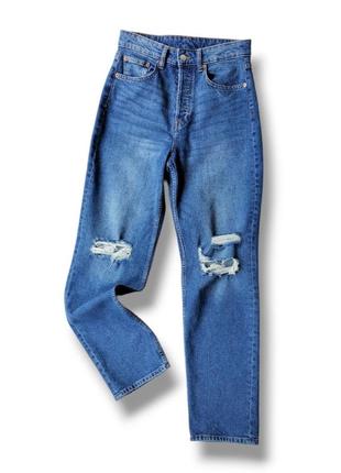 Новые прямые джинсы с высокой посадкой h&m.
