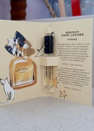 Marc jacobs perfect intense💥оригинал миниатюра пробник mini vial spray 1,2 мл книжка2 фото