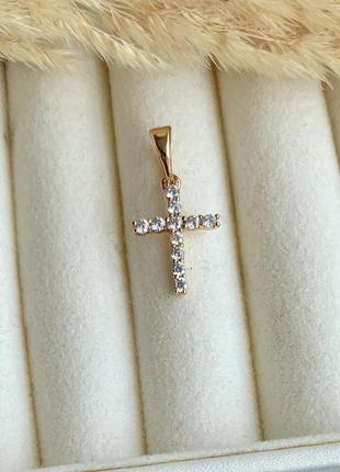 Хрестик xuping jewelry з білими фіанітами і ланцюжком з медичного сплаву (арт. №2278)3 фото