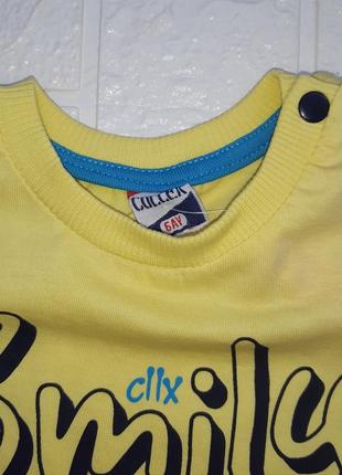 6/9мес(р68)летний комплект шорты и футболка на мальчика желто-голубой.турция3 фото