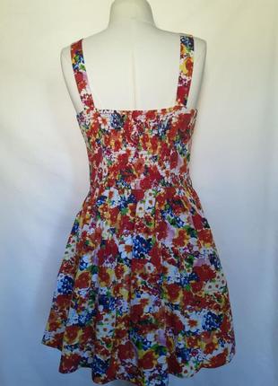 100% бавовна жіноча легка, літня сукня, натуральне плаття, яскравий сарафан гавайка, дрібна квітка2 фото