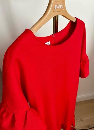 Роскошное льняное новое красное платье 100% лен5 фото