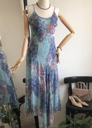 Фиолетовое голубое платье сарафан2 фото