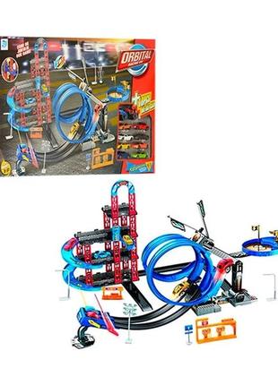 Тор! ігровий набір 2в1 автотрек із гаражом orbital 8899-84 (в комплекті: 10 машинок)2 фото