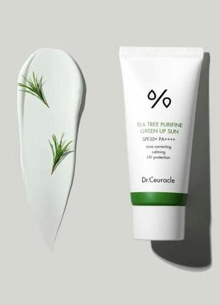 Солнцезащитный крем с экстрактом зеленого дерева dr.ceuracle tea tree purifine green up sun spf 50+ pa++++