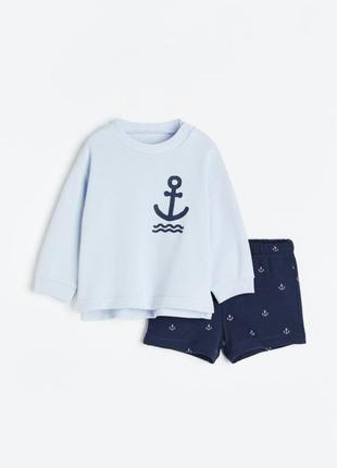 ⚓️ костюм трикотажний «якір» шорти + кофтинка 74, 80 р  від h&m2 фото