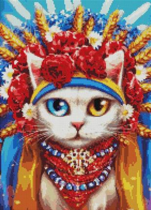 Алмазная мозаика кошка украиночка марианна пащук  40 х 50 brushme dbs10791 фото