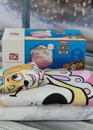 Постільна білизна полуторна дитяча з ранфорсу tac paw patrol