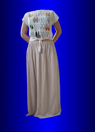 Плаття сукня літнє бежеве максі довге з малюнком принтом оригінальне бежеве нюдове біле сарафан