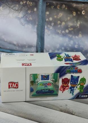 Постільна білизна полуторна дитяча з ранфорсу tac pj masks move2 фото