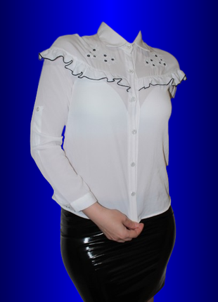 Белая блуза с рюшами на девочку 10-12 лет р. 146 140 152 158 нарядная праздничная классика школьная3 фото