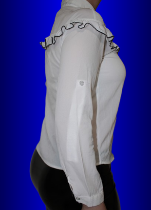 Белая блуза с рюшами на девочку 10-12 лет р. 146 140 152 158 нарядная праздничная классика школьная5 фото
