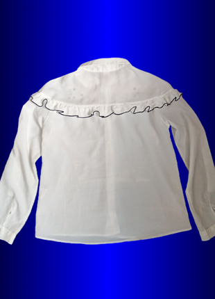 Белая блуза с рюшами на девочку 10-12 лет р. 146 140 152 158 нарядная праздничная классика школьная9 фото