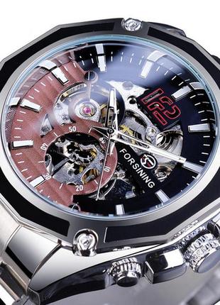 Класичний механічний чоловічий наручний годинник forsining 8099 black-gold-black4 фото
