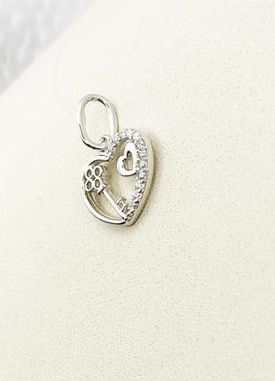 Кулон серебряный с кубическим цирконием "ключик" 0,49 г2 фото
