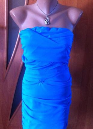 Нарядное голубое платье бюстье
