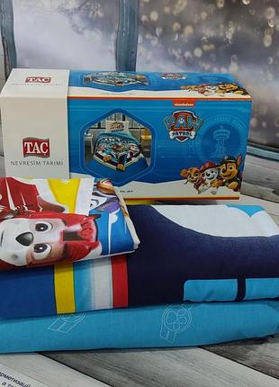 Постільна білизна полуторна дитяча з ранфорсу tac paw patrol jet