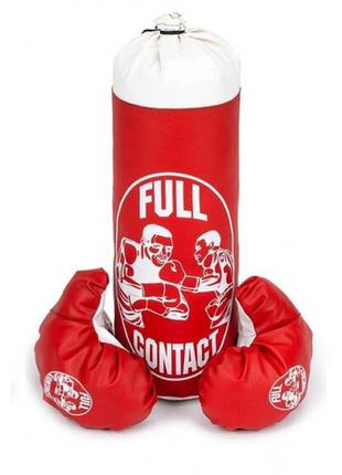Спортивная груша боксерская детская + перчатки "full contact" bm_850196 красная
