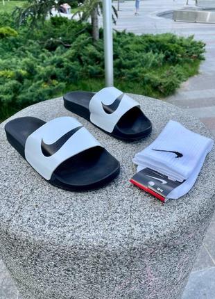 Чоловічі шльопанці найк nike + шкарпетки у подарунок