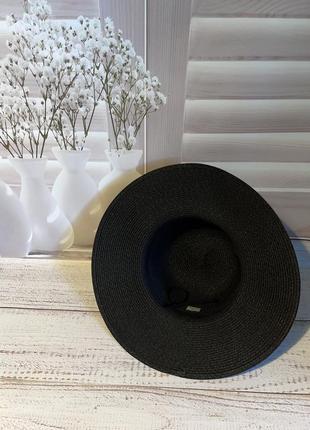 Романтичная шляпа солнцезащитная черный с красивым бантом (55-59)8 фото